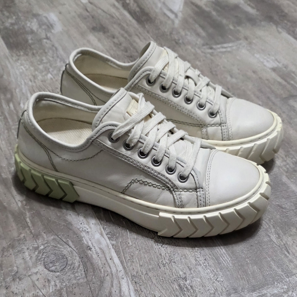 Both Tyres Green And White Leather Low Sneakers Size 37 Women's US 6.5